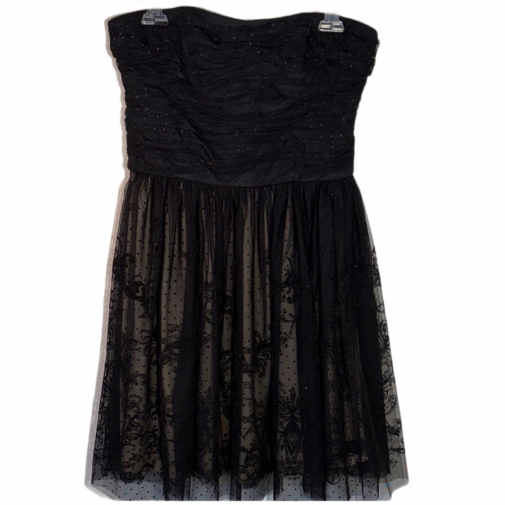 Betsey Johnson Black Strapless Party Formal Whimsigoth Fairy Prom Dress Size 8